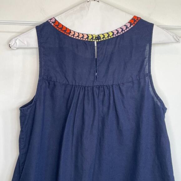 J. Crew Women's Floral Embroidered Dress Size 4 Linen Cotton Blend Boho Coastal - Picture 8 of 12